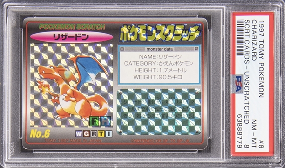 1997 Pokemon TCG TOMY Scratchcard #6 Charizard - PSA NM-MT 8